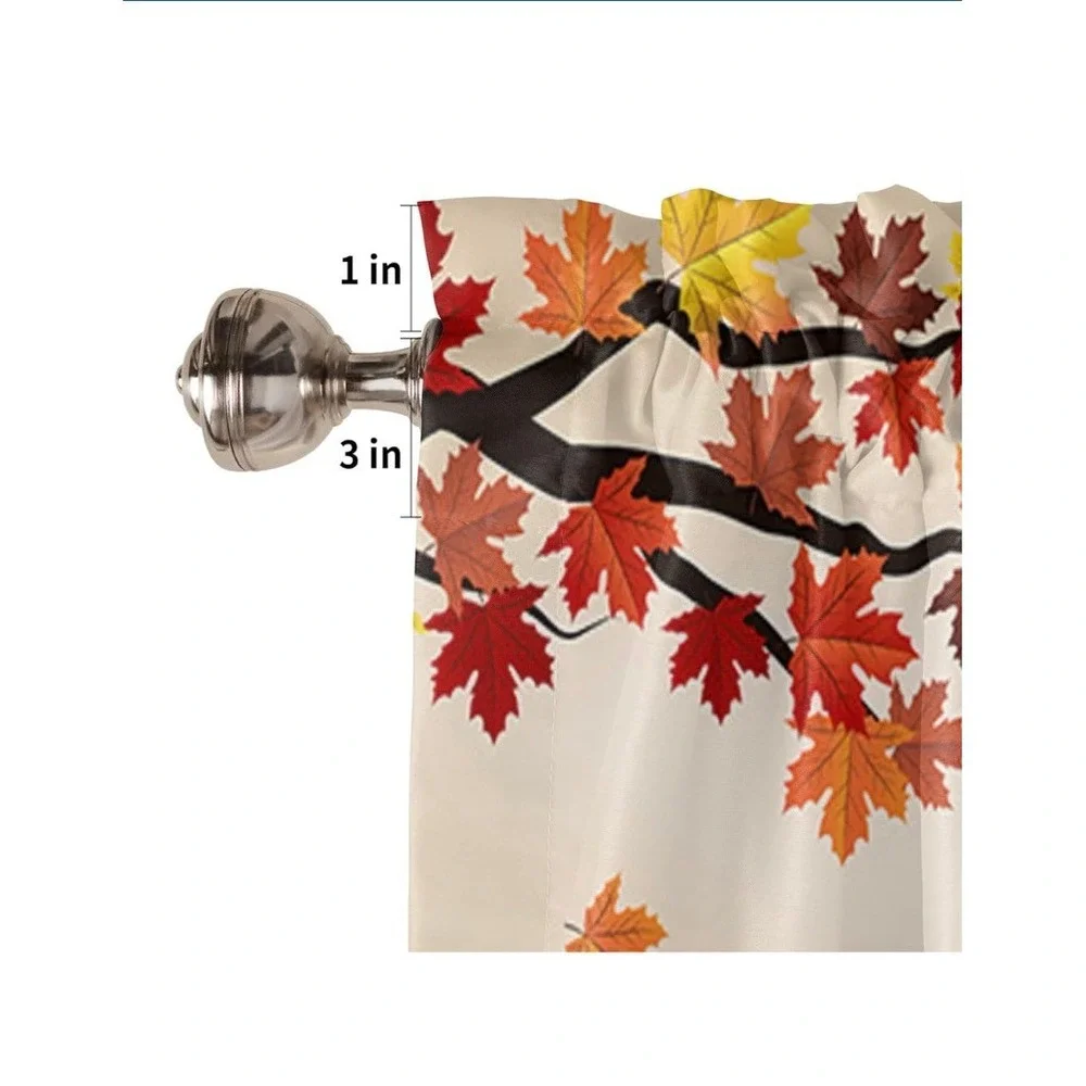 Fall Autumn Gnome Window Valance Pumpkin Maple Leaf Kitchen Curtain 54x18 NEW